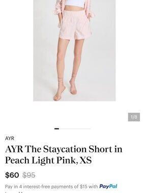 AYR Striped Staycation Shorts in Peach Pink